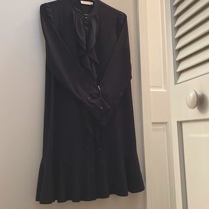Tory Burch Shirt Dress with Logo Buttons and Ruffles